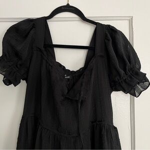 Madewell puff sleeve midi black dress